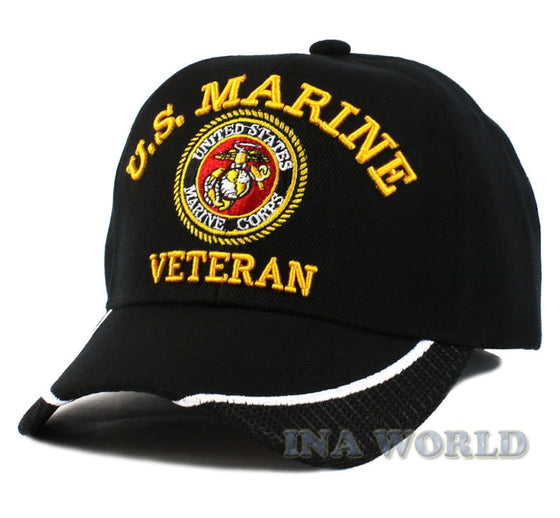 U.S. MARINES hat cap Military MARINE VETERAN Licensed Baseball cap- Black