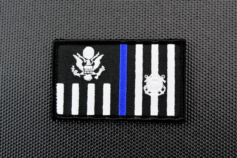 US Coast Guard Ensign Law Enforcement Flag Thin Blue Line Patch USCG LE Police