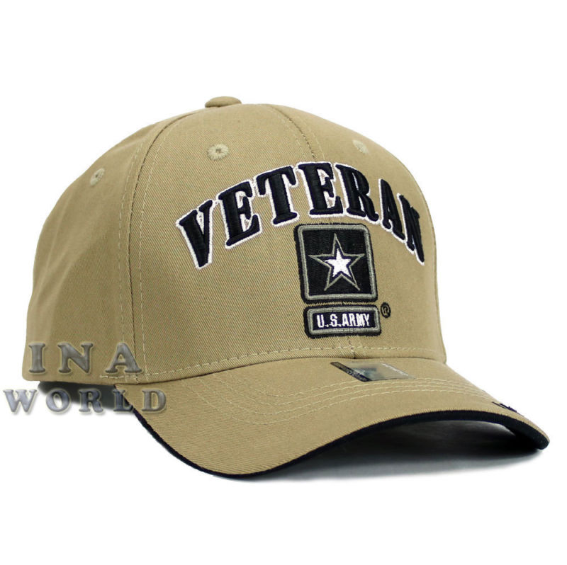 U.S. ARMY hat Military VETERAN ARMY STRONG Licensed Baseball cap- Khaki Beige