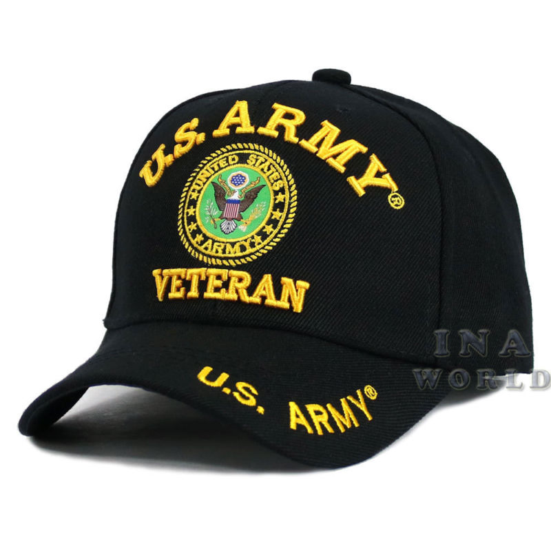 U.S. ARMY hat VETERAN ARMY Official Licensed Military Baseball cap- Black/Gold