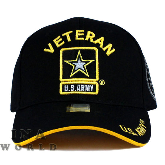 U.S. ARMY hat cap Military VETERAN ARMY STRONG Licensed Baseball cap- Black/Gold