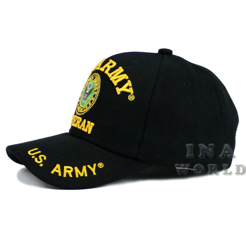 U.S. ARMY hat VETERAN ARMY Official Licensed Military Baseball cap- Black/Gold