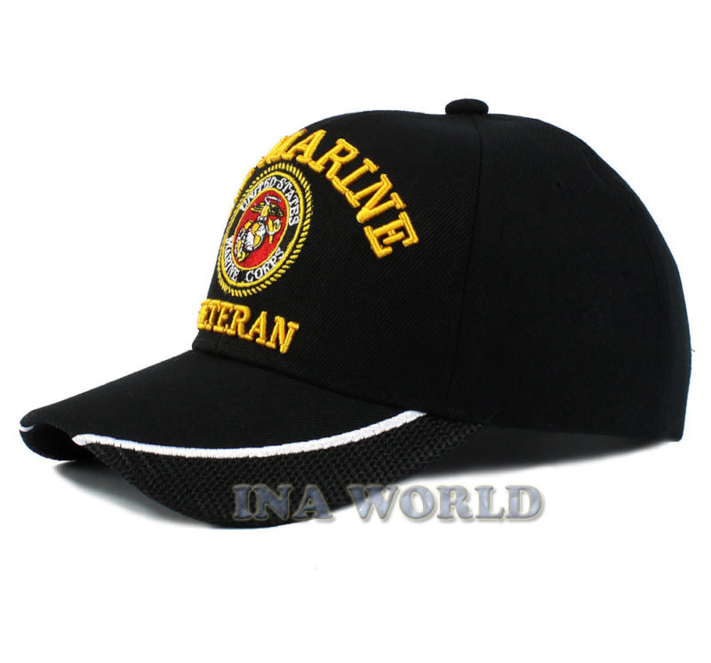 U.S. MARINES hat cap Military MARINE VETERAN Licensed Baseball cap- Black