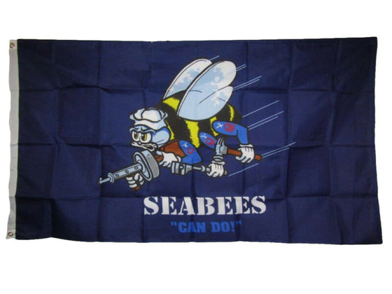 3x5 Seabees Blue Navy Can Do Brass Grommets Flag