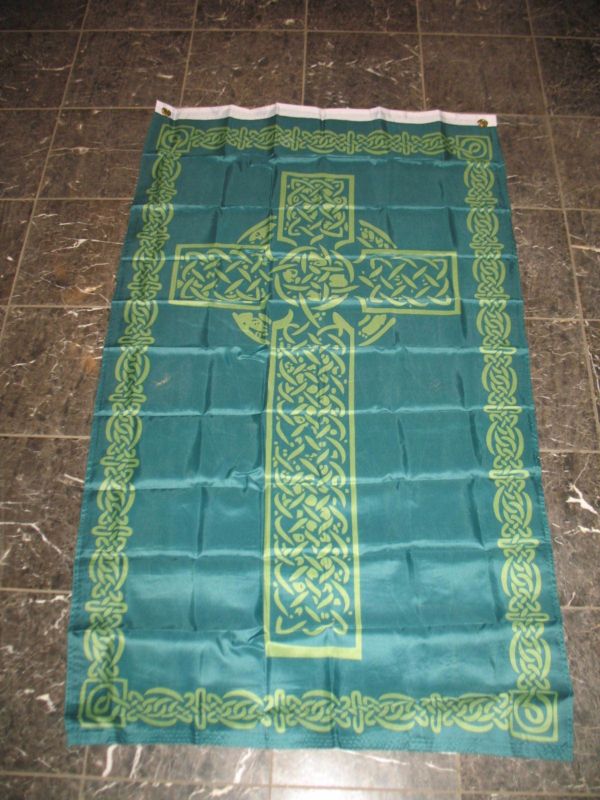 Irish Celtic Cross Flag 3x5 Ireland Banner Christian Catholic St Patrick Saint