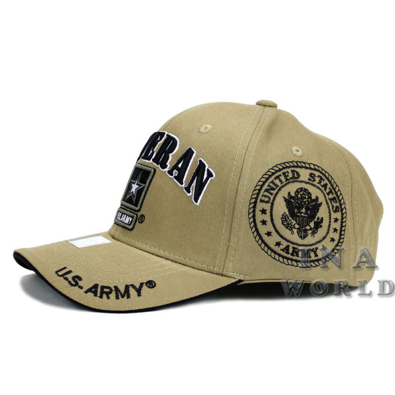 U.S. ARMY hat Military VETERAN ARMY STRONG Licensed Baseball cap- Khaki Beige