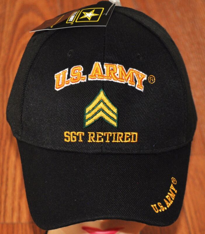 New Black US Army SGT Sergeant Retired Hat Ball Cap Veteran Officially Licensed