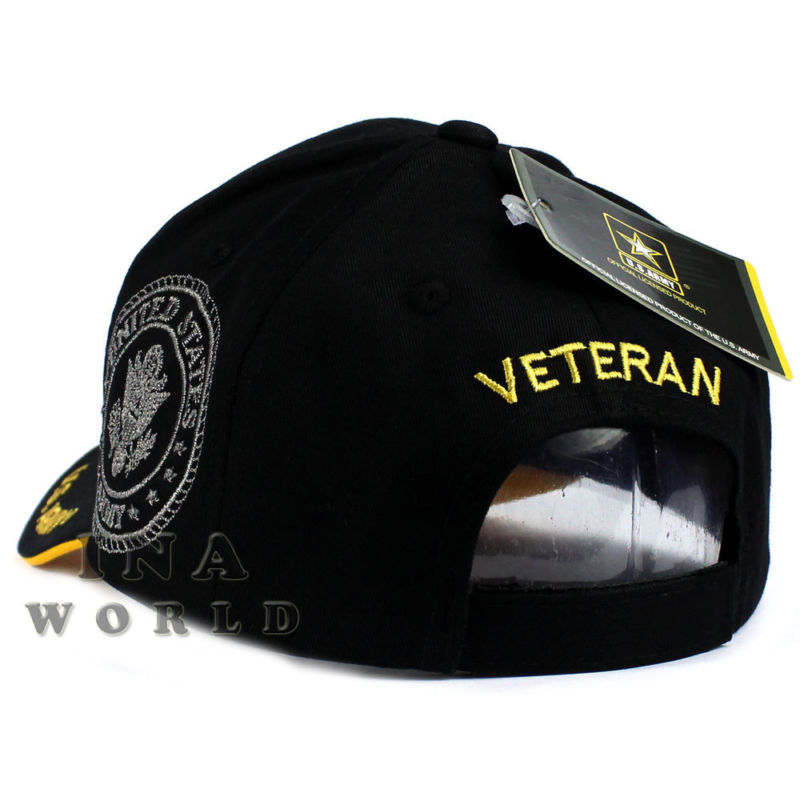 U.S. ARMY hat cap Military VETERAN ARMY STRONG Licensed Baseball cap- Black/Gold