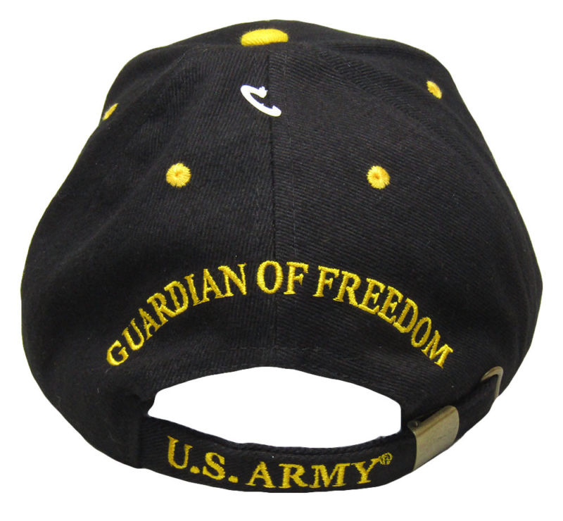 US Army Star Soldier For Life Guardian of Freedom Black Yellow Embroidered Cap