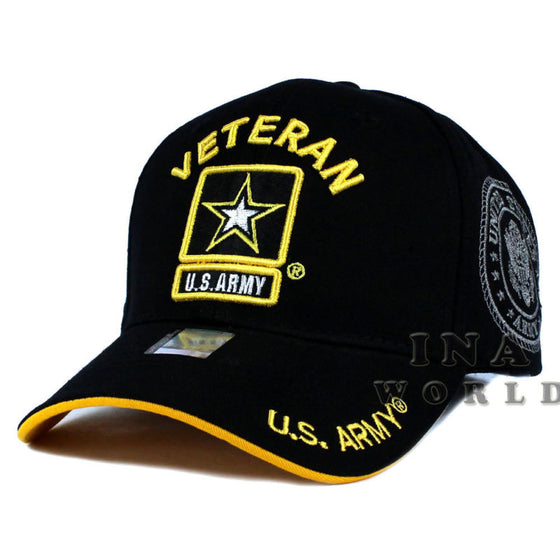 U.S. ARMY hat cap Military VETERAN ARMY STRONG Licensed Baseball cap- Black/Gold