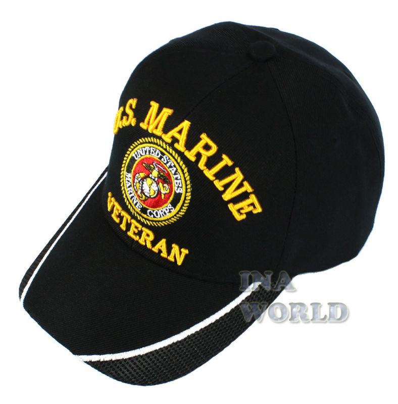 U.S. MARINES hat cap Military MARINE VETERAN Licensed Baseball cap- Black