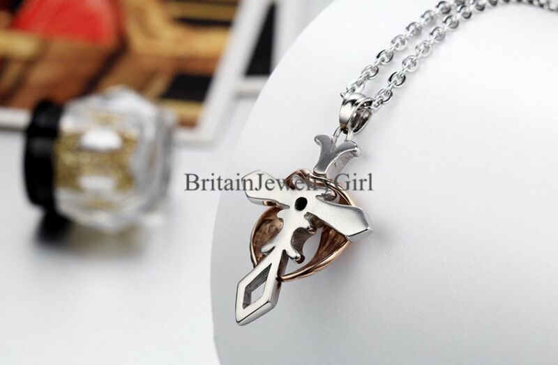 Stainless Steel Mens Women Angel Wing Celtic Cross Pendant Chain Necklace 22