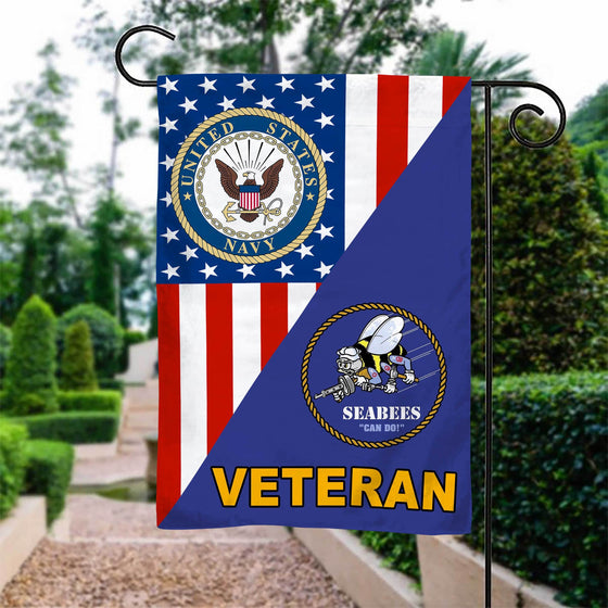 US Navy/Seabees Veteran Garden Flag Double-sided Print
