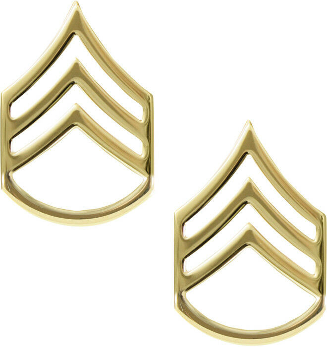 US Army Rank Insignia Gold Polished Pin Set - USA Made