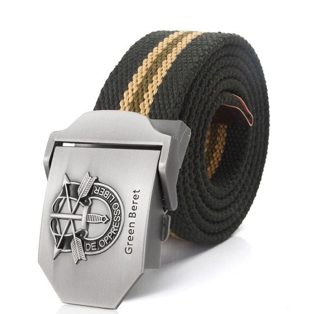 Special Forces Special Operation Commands Green Beret Metal Buckle Canvas Belt