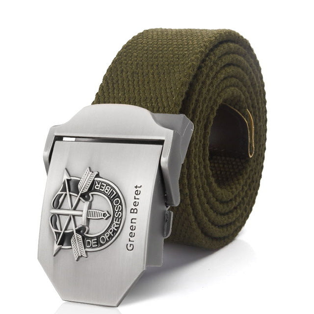 Special Forces Special Operation Commands Green Beret Metal Buckle Canvas Belt