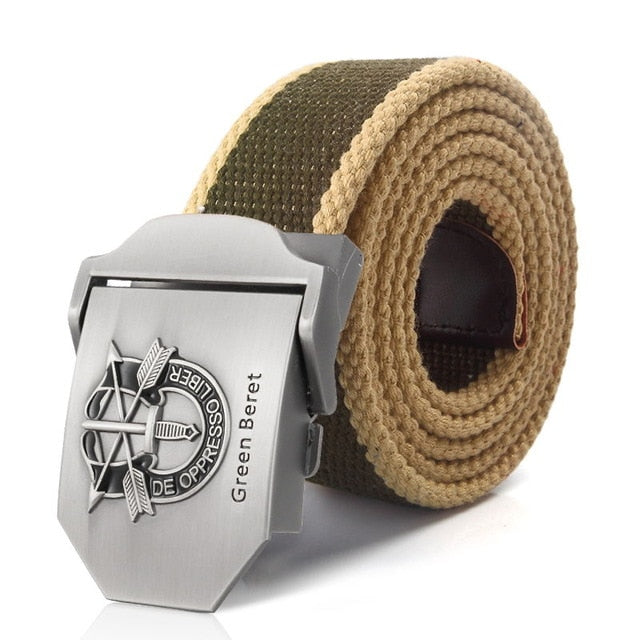 Special Forces Special Operation Commands Green Beret Metal Buckle Canvas Belt