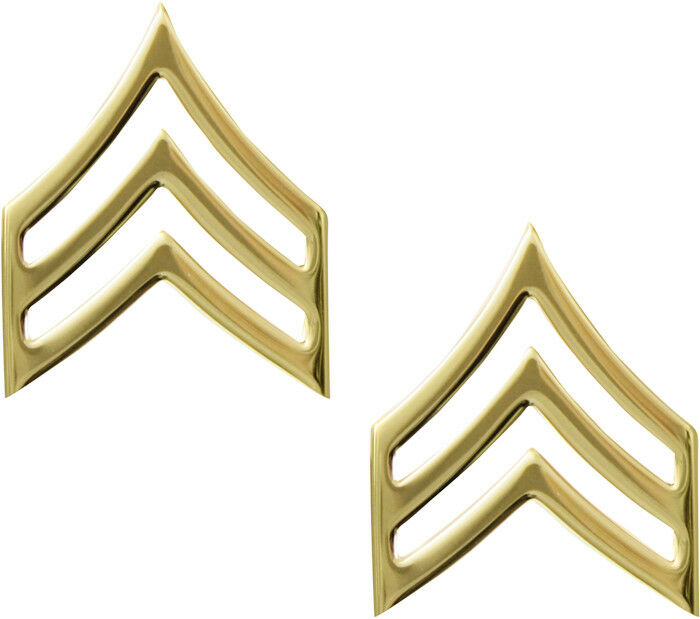 US Army Rank Insignia Gold Polished Pin Set - USA Made