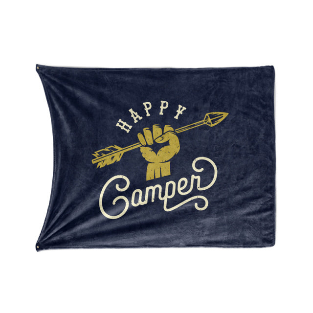 Happy Camper Navy Hairy Winter Bed Covers Tapestry