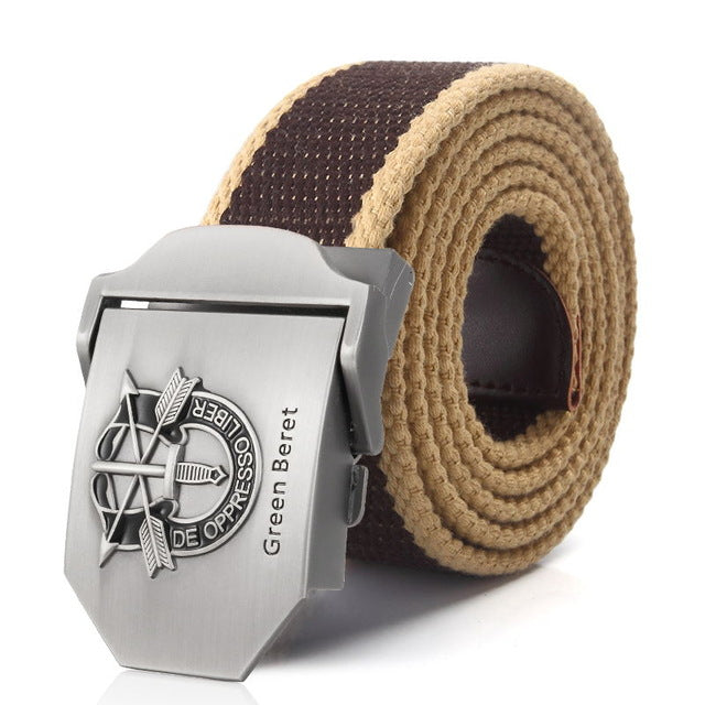 Special Forces Special Operation Commands Green Beret Metal Buckle Canvas Belt
