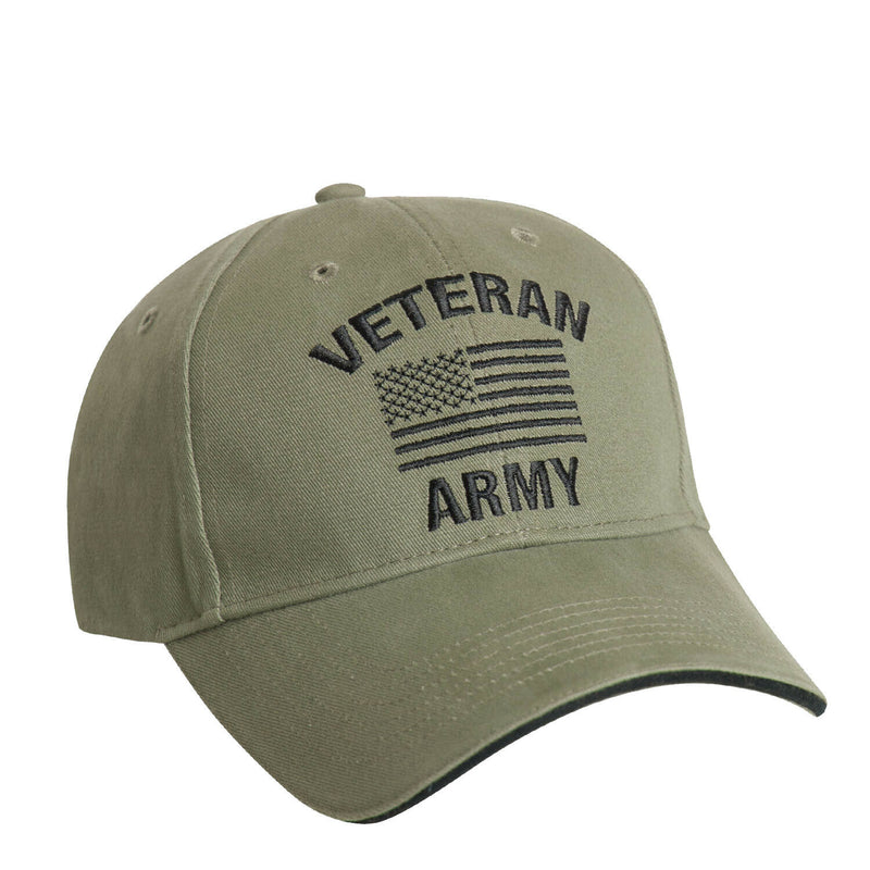 Olive US Vintage Veteran Low Profile Military USA Flag Vet Hat Baseball Dad Cap