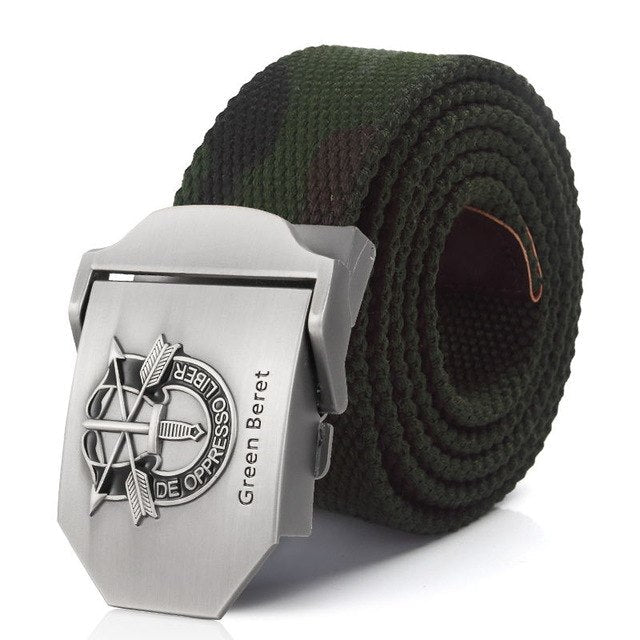 Special Forces Special Operation Commands Green Beret Metal Buckle Canvas Belt