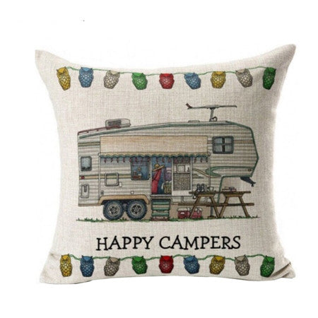 Happy Campers Pillow Cover cushion Cases Home