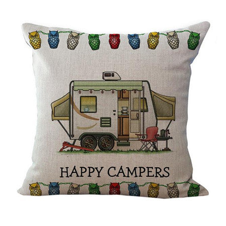 Happy Campers Pillow Cover cushion Cases Home