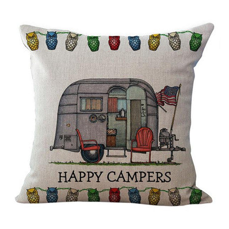 Happy Campers Pillow Cover cushion Cases Home