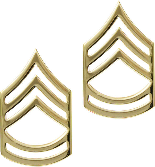 US Army Rank Insignia Gold Polished Pin Set - USA Made