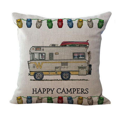 Happy Campers Pillow Cover cushion Cases Home