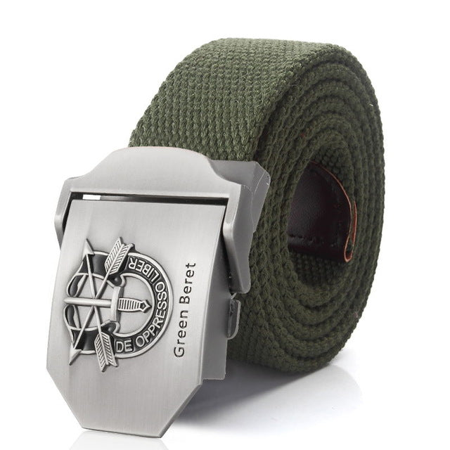 Special Forces Special Operation Commands Green Beret Metal Buckle Canvas Belt