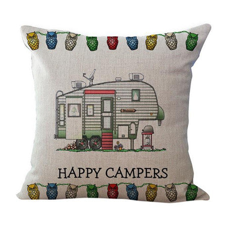 Happy Campers Pillow Cover cushion Cases Home